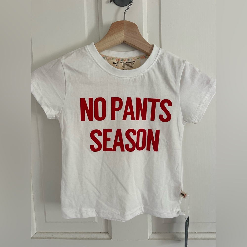 2-3T White Kids Short Sleeve Tee with Red Print